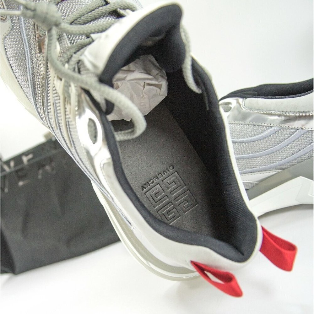 Givenchy Mens GIV 1 Silver Metallic Calf Leather Sneakers 46 NIB - Picture 9 of 12